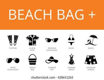 Beach Bag Plus Icons Set