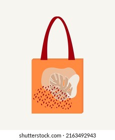 Strandtasche mit Druck. Ladenbesitzer. Vektorgrafik.