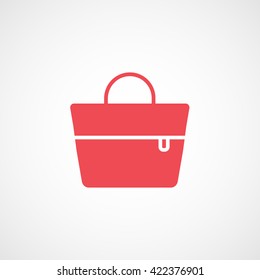 Beach Bag Red Line Icon On White Background