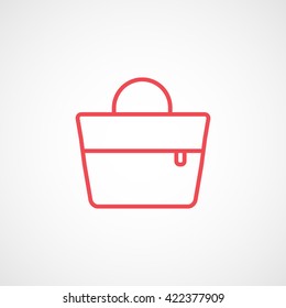 Beach Bag Red Line Icon On White Background