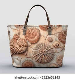 Beach bag with shells for going to the sea. abstract design. Vector graphics pattern background. Template texture for interior, packaging, wallpaper, textile, paper, interior decoration, picture.