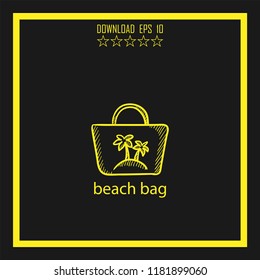 beach bag sketch vector icon