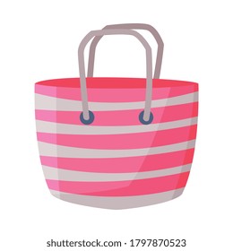 Bolsa de playa, accesorio de vacaciones de verano, vectores de viajes y turismo Ilustración sobre fondo blanco