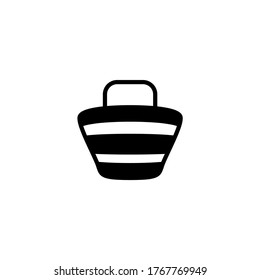 Icono vectorial de bolsas de playa en glifo plano negro, estilo relleno aislado en fondo blanco