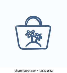 Beach bag  vector sketch icon isolated on background. Hand drawn Beach bag  icon. Beach bag  sketch icon for infographic, website or app.