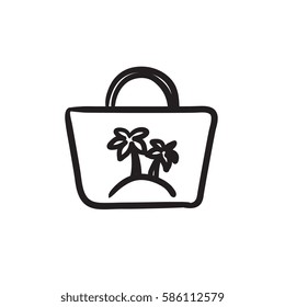 Beach bag  vector sketch icon isolated on background. Hand drawn Beach bag  icon. Beach bag  sketch icon for infographic, website or app.