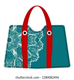 Beach bag for women with mandala ornament. vector illustrationon summer background.