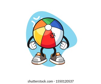 Beach ball angry cartoon. Mascot Character vector.