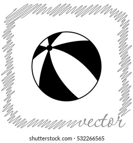 Beach ball  black  vector icon