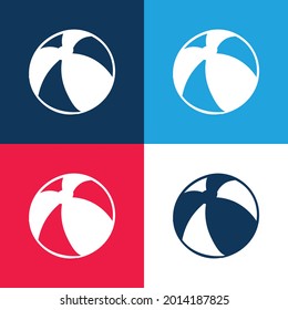 Beach Ball blue and red four color minimal icon set