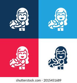 Beach Ball blue and red four color minimal icon set
