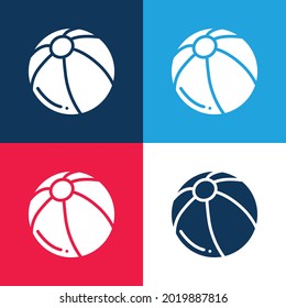 Beach Ball blue and red four color minimal icon set