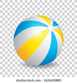 Beach ball, blue and yellow stripes, vector illustration.