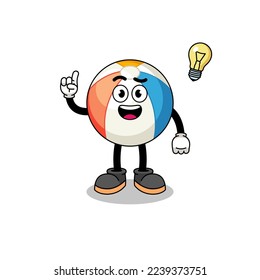 beach ball cartoon with get an idea pose , character design