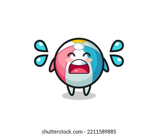 beach ball cartoon illustration with crying gesture , cute design