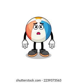 beach ball cartoon illustration with sad face , character design