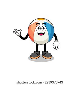 beach ball cartoon with welcome pose , character design