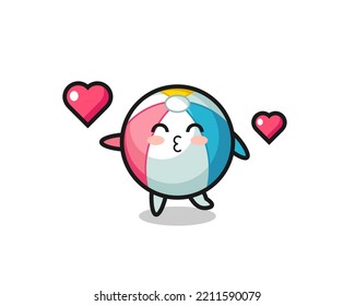 beach ball character cartoon with kissing gesture , cute design