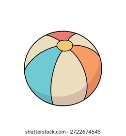 Vector del Clipart de la bola de playa aislado en el fondo blanco. Clipart de juguete de los niños de la bola. Doodle Vector de pelota de playa.