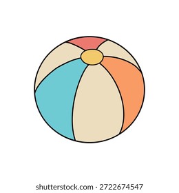 Vector del Clipart de la bola de playa aislado en el fondo blanco. Clipart de juguete de los niños de la bola. Doodle Vector de pelota de playa.