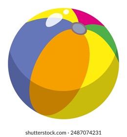 Beach ball color icon. Inflatable swimming pool ball