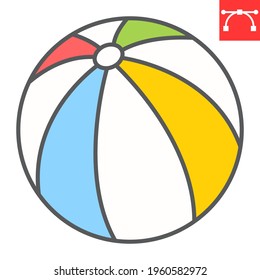 Beach ball color line icon, toy and tourism, beachball vector icon, vector graphics, editable stroke filled outline sign, eps 10