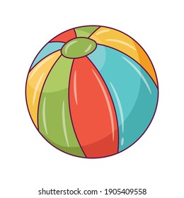 Ilustración vectorial de la línea de color de la bola de playa, pictograma de estilo lineal aislado