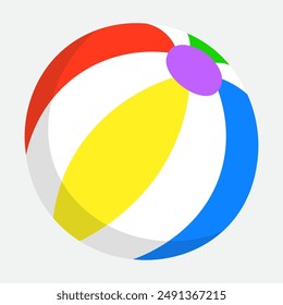 Beach ball with colored stripes.