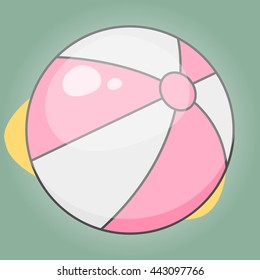 Beach ball colorful icon. Vector illustration in cartoon style