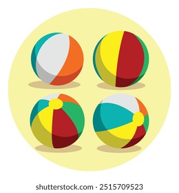 Beach Ball Colorful Set Vector