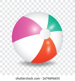 Beach ball, colorful striped ball, vector illustration.