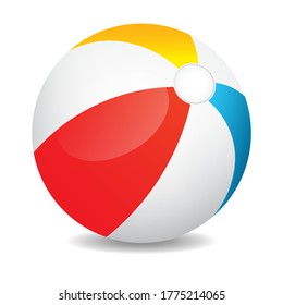 Beach ball, colorful striped ball, vector illustration.