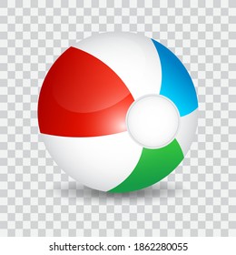 Beach ball, colorful striped ball, vector illustration.