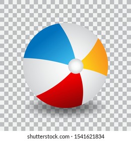 Beach ball with colorful stripes, vector illustration.