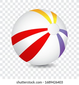 Beach ball with colorful stripes, vector illustration.