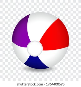 Balón de playa con franjas coloridas, ilustración vectorial.