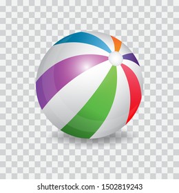 Beach ball, colorful and white ball, vector illustration.