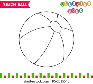 Beach Ball Coloring Book Page Outline For Kids