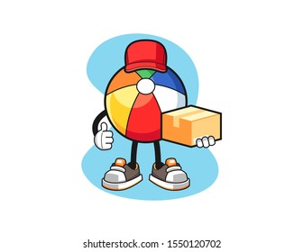 Beach ball courier cartoon. Mascot Character vector.