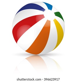 beach ball in different colors with reflection and shadow