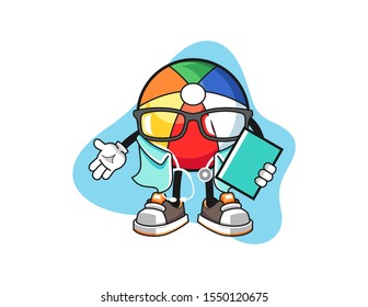 Beach ball doctor cartoon. Mascot Character vector.