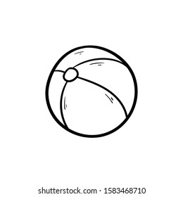 beach ball doodle icon vector hand drawing 