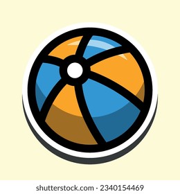 beach ball, editable cartoon style sticker vector