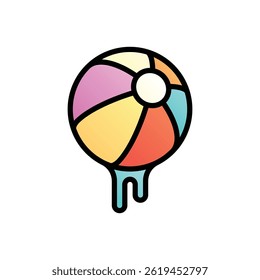 Beach ball. Editable vector icon, coloured with outlined stroke.
