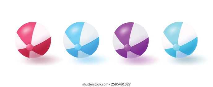 Beach ball element vector set. Beach ball colorful elements isolated for summer elements. Vector illustration summer collection.
