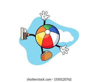 Beach ball fall from sky cartoon. Mascot Character vector.