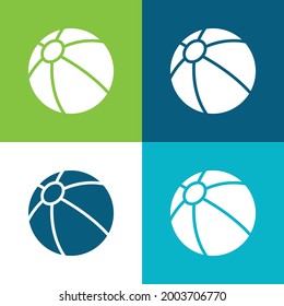 Beach Ball Flat four color minimal icon set