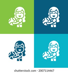 Beach Ball Flat four color minimal icon set
