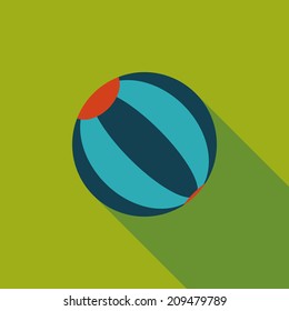 Beach ball flat icon with long shadow