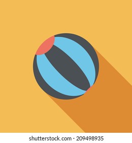 Beach ball flat icon with long shadow